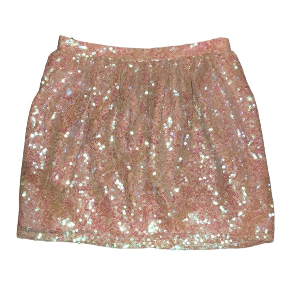BCBG generation Peachy Nude Sequin Mini skirt. Sz 4.